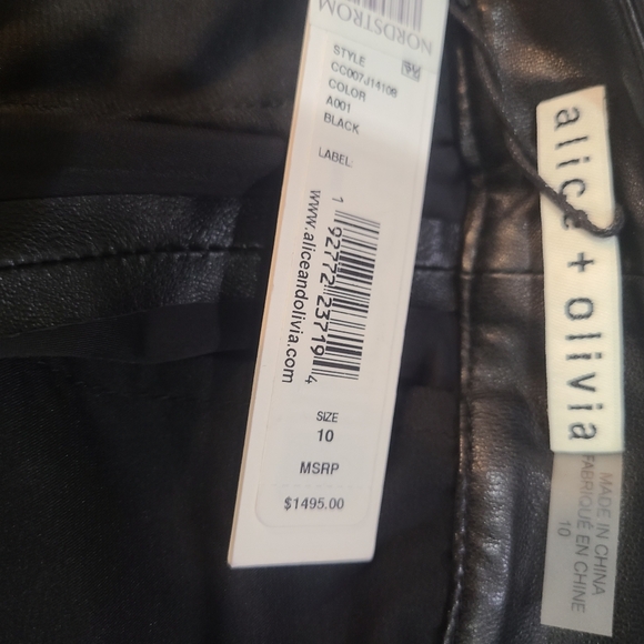 ALICE + OLIVIA 🏷️NWT 'Ivette' Lambskin Leather High Waist Pants Ankle Ties Sz10 - Picture 12 of 16